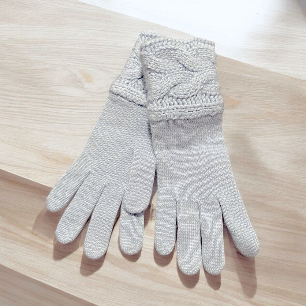 Portolano Blue Cashmere Wool Blend Ribbed Cuff Gloves